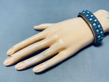 Native American Very Unique Vintage Navajo Royston Turquoise Lapis Sterling Silver Bracelet-Nativo Arts