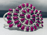 Incredible Native American Navajo Purple Stone Sterling Silver Cluster Bracelet-Nativo Arts