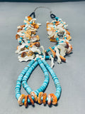 One Of The Biggest Best Vintage Navajo Shell Turquoise Necklace-Nativo Arts