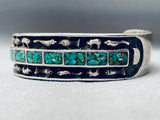 Animal Slag Vintage Native American Navajo Turquoise Inlay Sterling Silver Bracelet-Nativo Arts