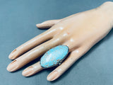 Jerman Vandever Vintage Native American Navajo #8 Turquoise Sterling Silver Ring 30 G-Nativo Arts