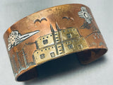 Awesome Vintage Native American Navajo Storyteller Sterling Silver Copper Bracelet-Nativo Arts
