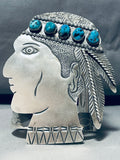 Chief of Tribe!! 154 Grams Native American Navajo Turquoise Sterling Silver Bracelet Cuff-Nativo Arts