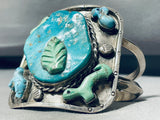 159 Gram Vintage Native American Navajo Animal Fetish Sterling Silver Turquoise Bracelet Old-Nativo Arts