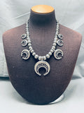 Fabulous Vintage Sturdy Sterling Silver Squash Blossom Necklace-Nativo Arts