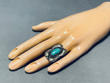 Quad Leaf Vintage Native American Navajo Turquoise Sterling Silver Towering Ring-Nativo Arts