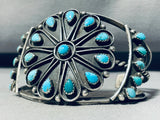 Flower Of Joy!! Vintage Native American Navajo Turquoise Sterling Silver Bracelet Old-Nativo Arts