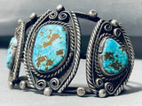 One Of The Finest Vintage Native American Navajo Morenci Turquoise Sterling Silver Bracelet-Nativo Arts