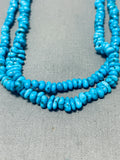 Brilliant Vintage Native American Navajo Blue Gem Turquoise Sterling Silver Necklace-Nativo Arts