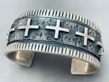 Crosses Of Sterling Vintage Native American Navajo Silver Bracelet Cuff-Nativo Arts