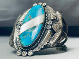 One Of The Coolest Vintage Native American Navajo Turquoise Inlay Sterling Silver Bracelet-Nativo Arts
