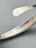 Gene Eustace Vintage Native American Zuni Gaspeite Sterling Silver Inlay Bracelet-Nativo Arts