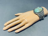 Magnificent Native American Navajo Turquoise Sterling Silver Bracelet Signed-Nativo Arts