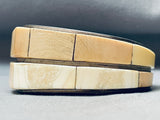 One Of The Best 6 Inch Wrist Vintage Tan Stone Inlay Sterling Silver Bracelet-Nativo Arts