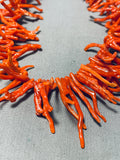 Native American Authentic Vintage Santo Domingo Coral Sterling Silver Necklace Earring Set-Nativo Arts