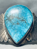 Tears Of Joy Vintage Native American Navajo Teardrop Turquoise Sterling Silver Bracelet-Nativo Arts
