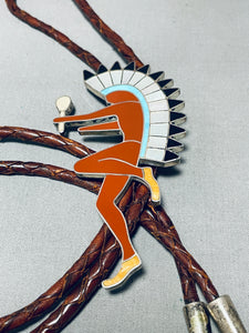 The Best Vintage Native American Navajo Pipestone Turquoise Inlay Sterling Silver Bolo Tie-Nativo Arts