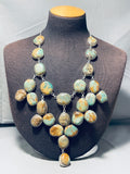 The Craziest And Best Vintage Native American Navajo Green Turquoise Sterling Silver Necklace-Nativo Arts