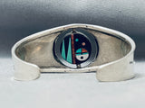 Two Sided Rotating Vintage Native American Navajo Turquoise Inlay Sterling Silver Bracelet-Nativo Arts