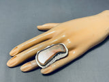 Outstanding Native American Navajo Agate Sterling Silver Ring Signed-Nativo Arts