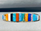 6.5 Inch Wrist Vintage Native American Navajo Turquoise Paul Largo Sterling Silver Bracelet-Nativo Arts