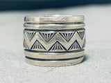 Tremendous Native American Navajo Sterling Silver Drum Band Ring-Nativo Arts