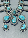 Dropdead Fab Vintage Navajo Turquoise Sterling Silver Squash Blossom Necklace-Nativo Arts