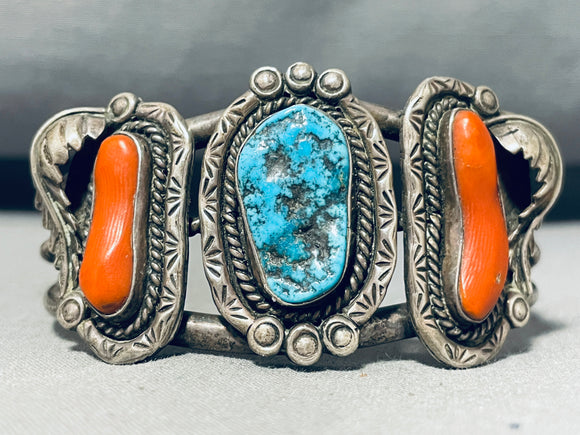 Unforgettable Vintage Native American Navajo Morenci Turquoise Sterling Silver Bracelet Signed-Nativo Arts