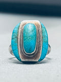 One Of The Coolest Vintage Navajon Turquoise Inlay Sterling Silver Ring-Nativo Arts