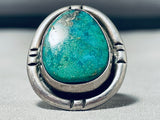 Brilliant Vintage Native American Navajo Blue Green Turquoise Sterling Silver Huge Ring-Nativo Arts
