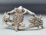 Symbolic Horny Toads Vintage Native American Navajo Sterling Silver Bracelet-Nativo Arts