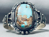 Rare Vintage Native American Navajo Blue Royston Turquoise Sterling Silver Bracelet-Nativo Arts