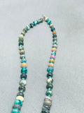 Spectacular Vintage Santo Domingo Turquoise Inlay Sterling Silver Necklace Old-Nativo Arts