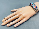 Gloria Livingston Vintage Native American Navajo Turquoise Inlay Sterling Silver Bracelet-Nativo Arts
