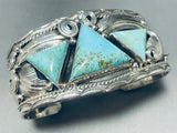 Triangular Turquoise!! Native American Navajo Sterling Silver Bracelet- Gasp!!-Nativo Arts