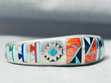 6.5-inch Wrist, Unique Inlay Vintage Native American Navajo Sterling Silver Bracelet-Nativo Arts