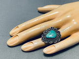 Twirls Of Love Vintage Native American Navajo Turquoise Sterling Silver Ring Old-Nativo Arts