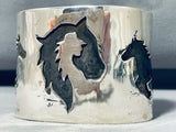 Cowgirl And Horse Native American Navajo Sterling Silver 137 Grams Bracelet!-Nativo Arts