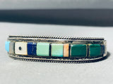 6 Inch Wrist Ernest T Vintage Native American Navajo Turquoise Inlay Sterling Silver Bracelet-Nativo Arts