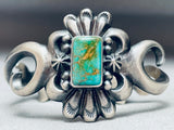Thorn And Green Turquoise Vintage Native American Navajo Sterling Silver Bracelet-Nativo Arts