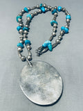 Massive Vintage Native American Navajo Turquoise Sterling Silver Necklace Old-Nativo Arts