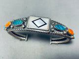 One Most Unique Coiled Vintage Native American Navajo Turquoise Inlay Sterling Silver Bracelet-Nativo Arts