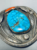 Heavy Huge Vintage Native American Navajo Spiderweb Turquoise Sterling Silver Buckle Old-Nativo Arts