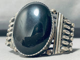 104 Grams Heavy Huge Vintage Native American Navajo Onyx Sterling Silver Bracelet-Nativo Arts