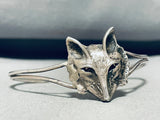 Fox Head Vintage Native American Navajo Sterling Silver Very Rare Bracelet Cuff!-Nativo Arts