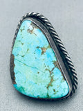 Sturdy 19 Grams Vintage Native American Navajo Triangle Turquoise Sterling Silver Ring Old-Nativo Arts