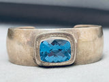 Paul Livingston Vintage Native American Navajo Topaz Sterling Silver Bracelet-Nativo Arts