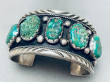 One Of The Best Vintage Native American Navajo Green Turquoise Sterling Silver Bracelet-Nativo Arts