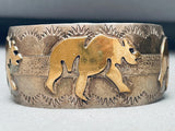 Golden Bear Vintage Native American Navajo Sterling Silver Bracelet Cuff-Nativo Arts