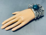 179 Grams!!! Native American Navajo Turquoise Sterling Silver Spider Bracelet-Nativo Arts